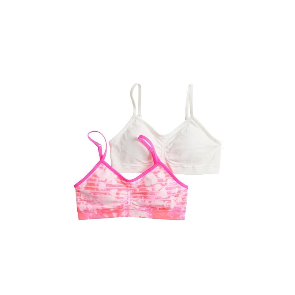 Maidendform Girl Set of 2 Pink Tye Dye White Training Bra Style 4350 Small